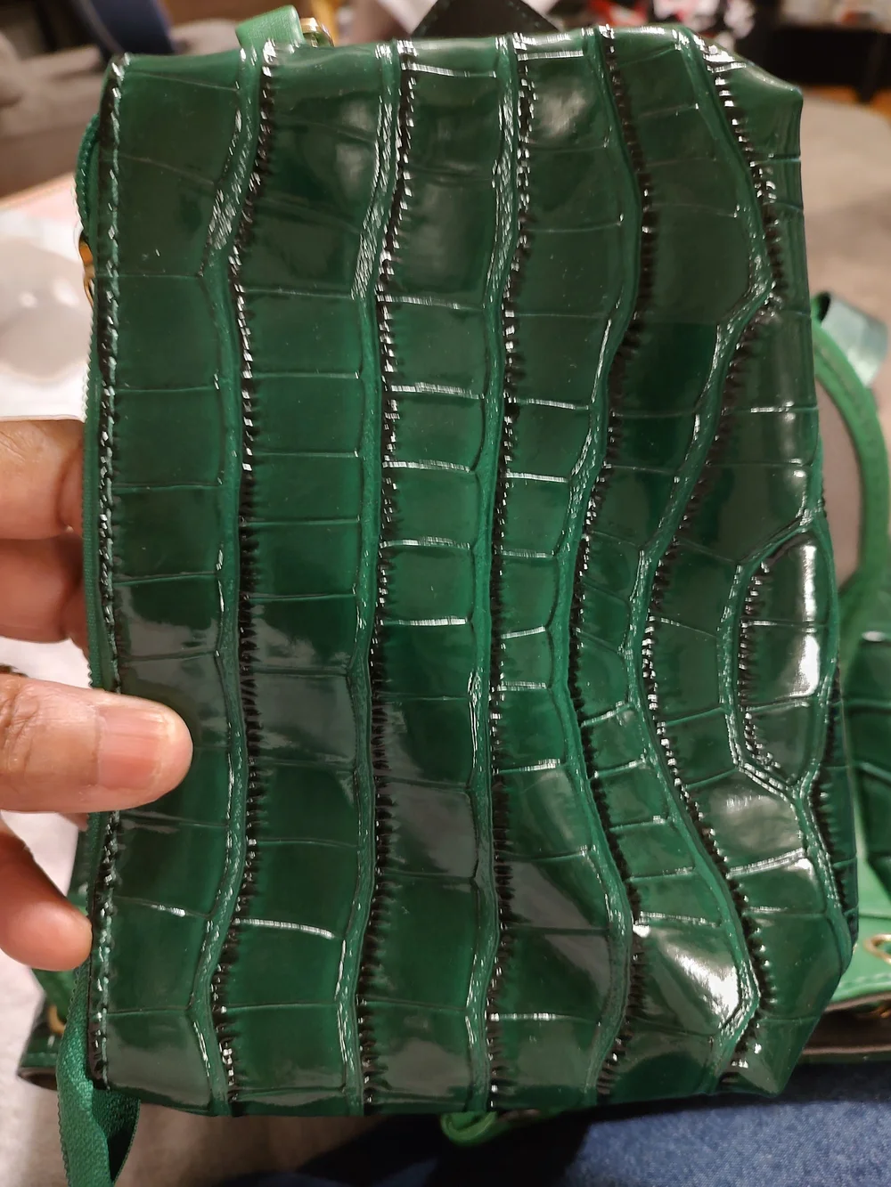 Green Croc-Embossed Mini Backpack - Unbranded